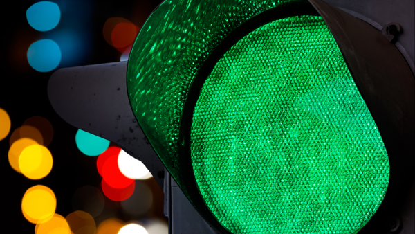 close-up of green traffic light